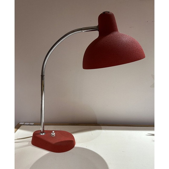 Image 1 of Lampe vintage Aluminor rouge et argent