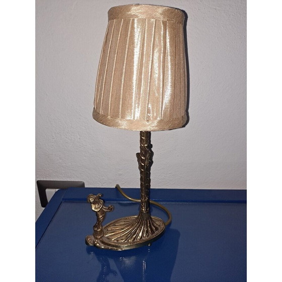 Image 1 of Lampe Vintage Art Déco en laiton avec chérubin, 1940s