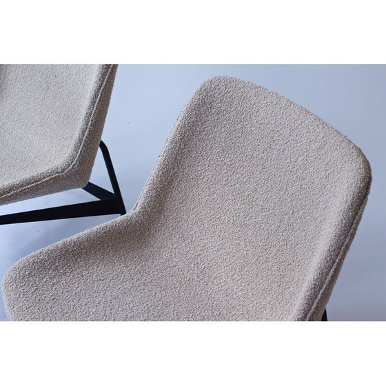 Image 1 of Paire de fauteuils vintage en tissu et acier laqué noir par Hans-Harald Molander pour Nordiska Kompaniet, Suède 1950