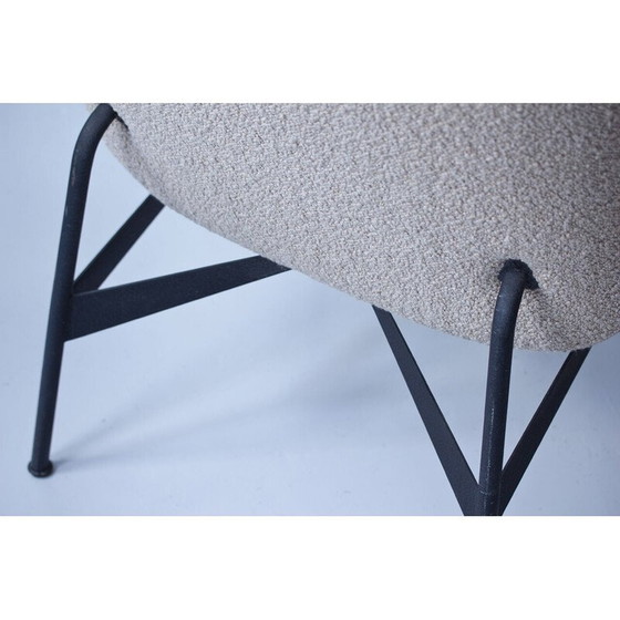 Image 1 of Paire de fauteuils vintage en tissu et acier laqué noir par Hans-Harald Molander pour Nordiska Kompaniet, Suède 1950