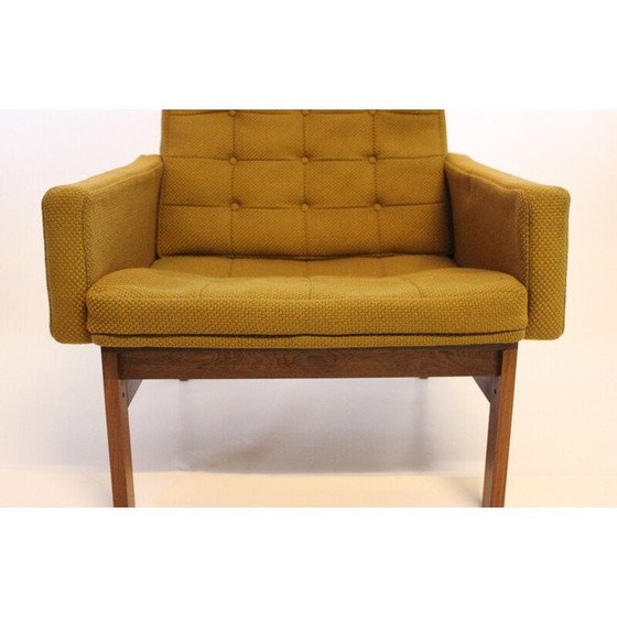 Image 1 of Paire de fauteuils Moduline vintage en tissu vert foncé et bois de rose par Ole Gjerlov Knudsen et Torben Lind