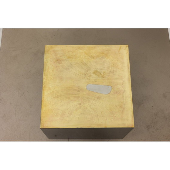 Image 1 of Table basse vintage en laiton doré et verre fumé, 1970