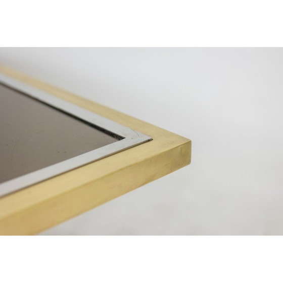 Image 1 of Table basse vintage en laiton doré et verre fumé, 1970