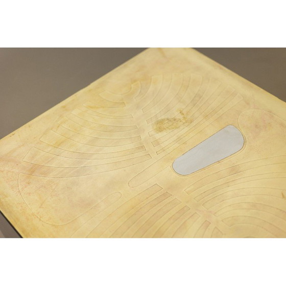 Image 1 of Table basse vintage en laiton doré et verre fumé, 1970