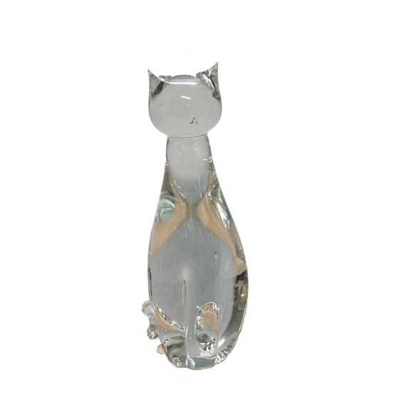 Image 1 of Chat en verre soufflé à la bouche Pfeiffer Crystal, années 1990