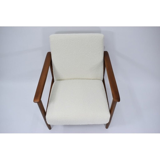 Fauteuil vintage en boucle blanche par E. Homma