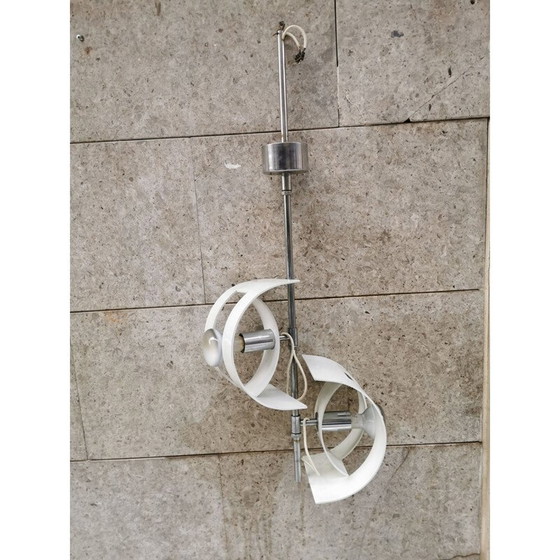 Image 1 of Lampe suspendue vintage en acier et métal par Stilux, Italie