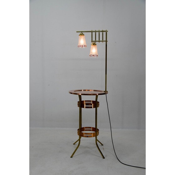 Image 1 of Table de fumeur vintage avec lampe, années 1900