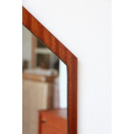 Image 1 of Miroir à diamants vintage encadré de teck, 1960
