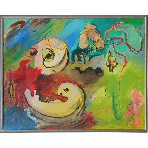 Peinture vintage de Lennart Lilja, Suède 1950