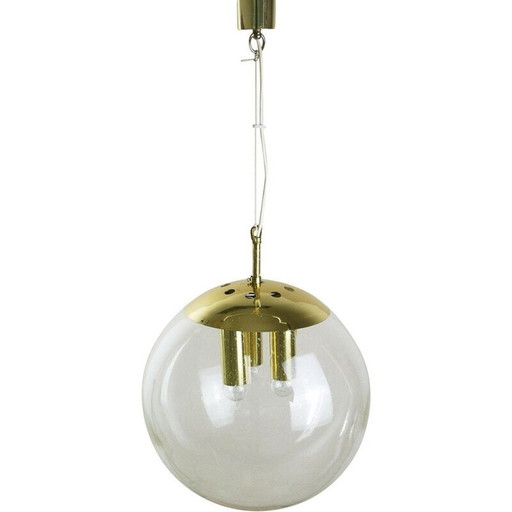 Lampe suspendue en verre vintage, 1950