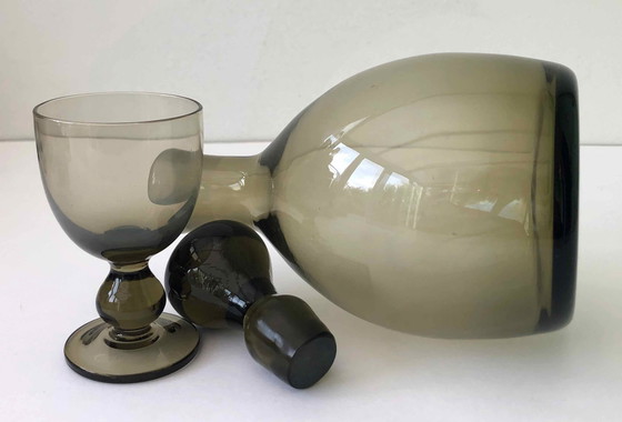 Image 1 of Carafe Et 6 Verres Soufflés 1960