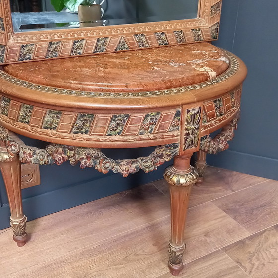 Image 1 of Table console vintage avec miroir