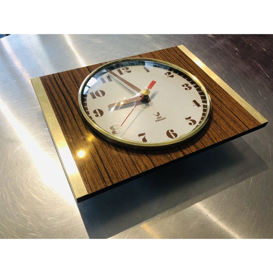 Image 1 of Horloge vintage en laiton et formica par JAZ 1970