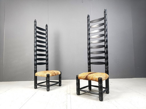 Paire de chaises de salle à haut dossier Safari, années 1960