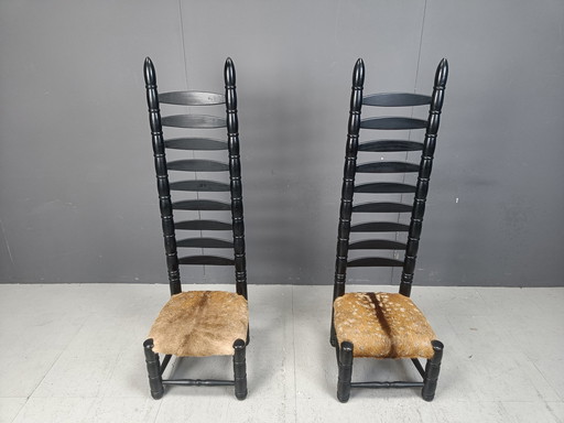 Paire de chaises de salle à haut dossier Safari, années 1960