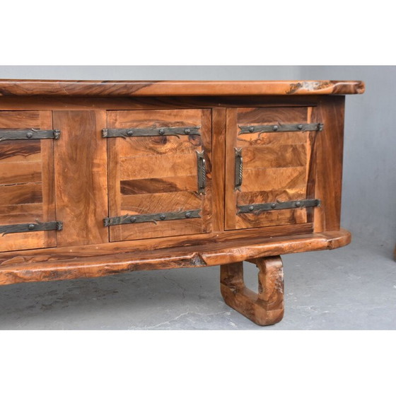 Image 1 of Buffet vintage brutaliste en bois d'olivier, 1960-1970