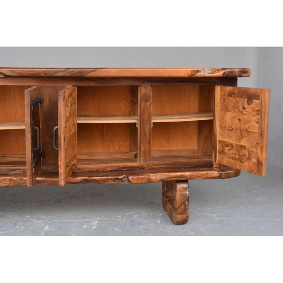 Image 1 of Buffet vintage brutaliste en bois d'olivier, 1960-1970