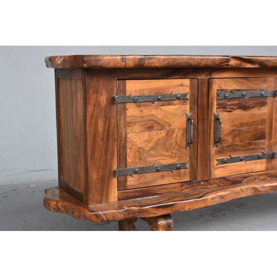 Image 1 of Buffet vintage brutaliste en bois d'olivier, 1960-1970