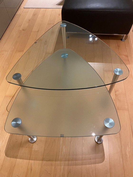 Image 1 of Ensemble de 2 tables basses Rolf Benz en verre/verre laiteux