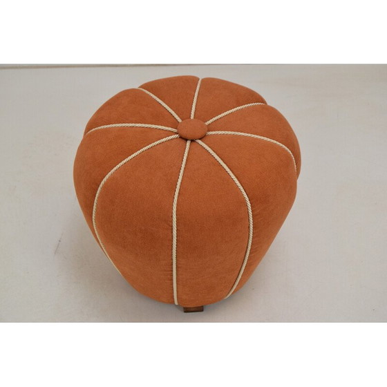 Image 1 of Tabouret vintage en bois et tissu par Jindřich Halabala, Tchécoslovaquie 1950