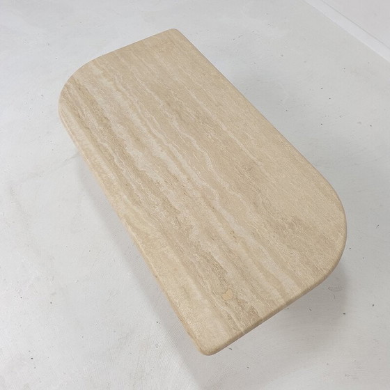 Image 1 of Table basse italienne vintage en travertin, 1980