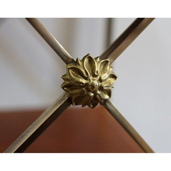 Image 1 of Etagère vintage avec 3 plateaux en laiton et bois pour Maison Jansen, 1970