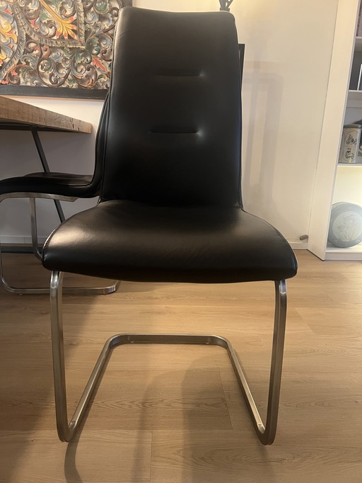 6 chaises de salle à manger en cuir noir