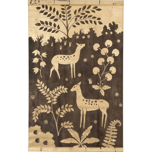 Toile de lin peinte vintage, France