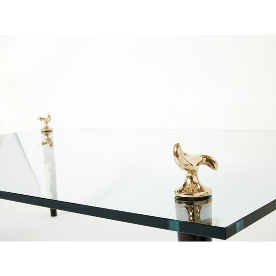 Image 1 of Table basse vintage en acajou, bronze et verre "Quatuor" par Garouste et Bonetti, 1995