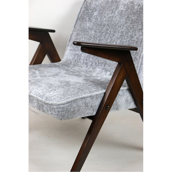 Image 1 of Fauteuil Bunny vintage gris argenté par Józef Chierowski, 1970