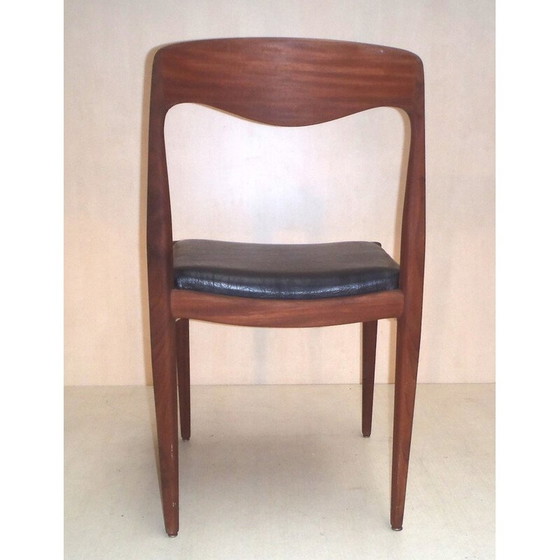 Image 1 of Ensemble de 8 chaises scandinaves en teck et simili cuir - années 1950