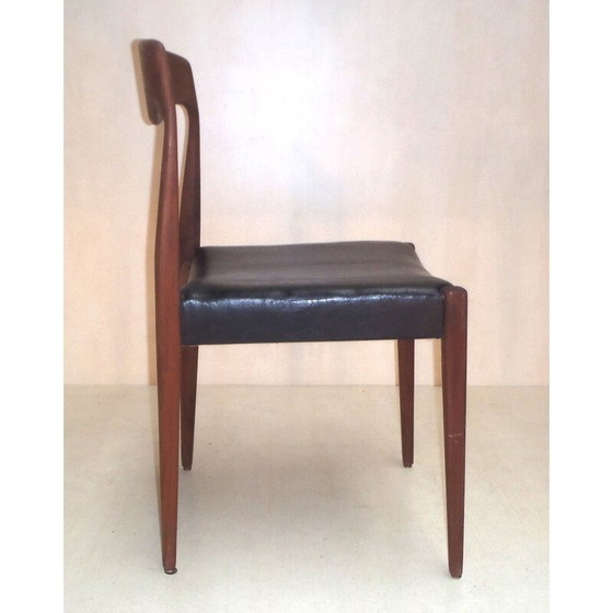 Image 1 of Ensemble de 8 chaises scandinaves en teck et simili cuir - années 1950