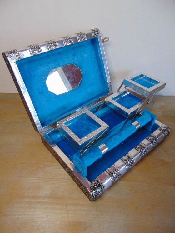 Image 1 of Boîtes à bijoux bleues et noires Origine Inde