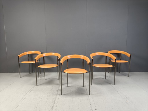 Fauteuils en cuir vintage Arrben Italy, 1980S - Lot de 5