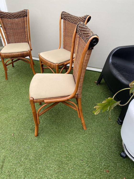 Image 1 of Chaises de salle à manger design en rotin 4 pièces
