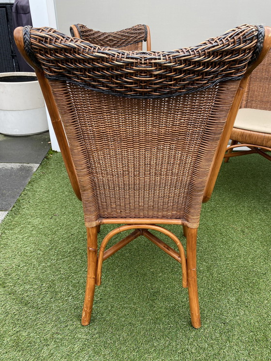 Image 1 of Chaises de salle à manger design en rotin 4 pièces
