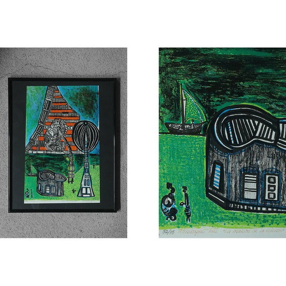 Image 1 of Lithographie couleur vintage House of Science de Paul Holsby, 1978