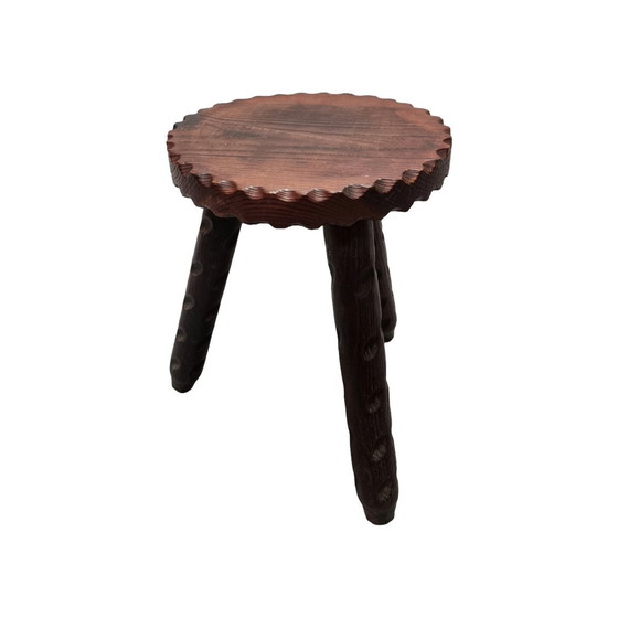 Image 1 of Tabouret tripode en bois français vintage