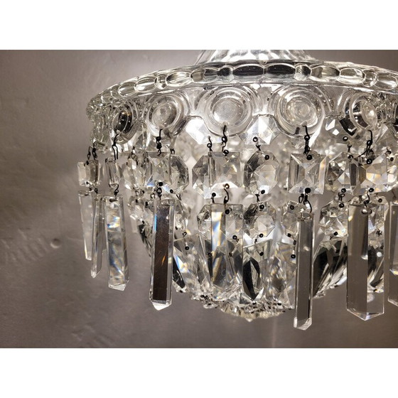 Image 1 of Lustre vintage en cristal taillé et facetté, Italie