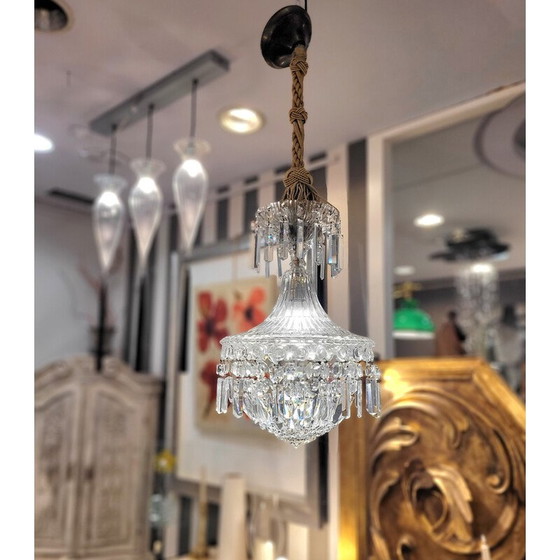 Image 1 of Lustre vintage en cristal taillé et facetté, Italie