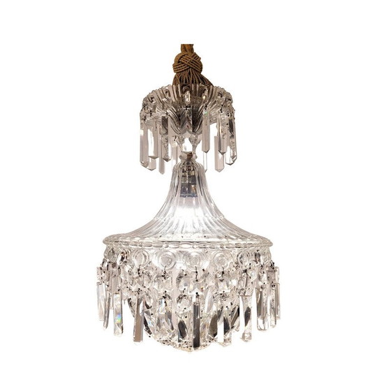 Image 1 of Lustre vintage en cristal taillé et facetté, Italie