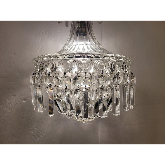 Image 1 of Lustre vintage en cristal taillé et facetté, Italie
