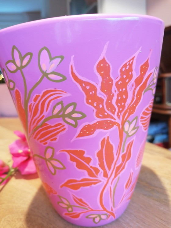 Image 1 of Vase peint à la main Fleur fantaisie