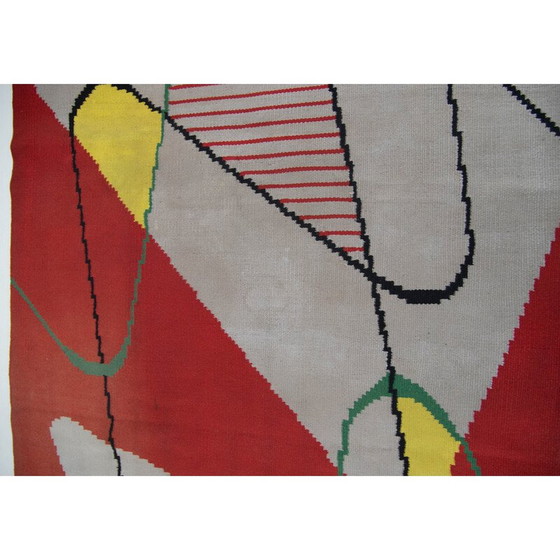 Image 1 of Tapis abstrait vintage en laine, Tchécoslovaquie, années 1950