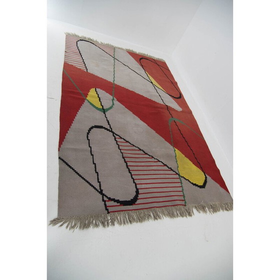 Image 1 of Tapis abstrait vintage en laine, Tchécoslovaquie, années 1950