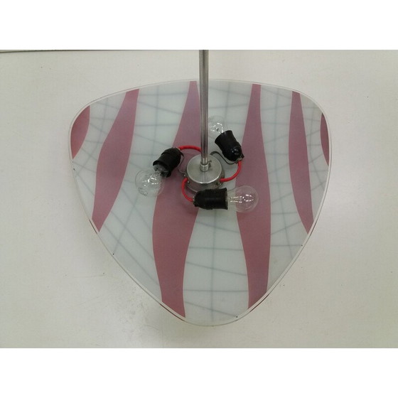 Image 1 of Lampe suspendue vintage en verre et métal par Napako, Tchécoslovaquie 1960