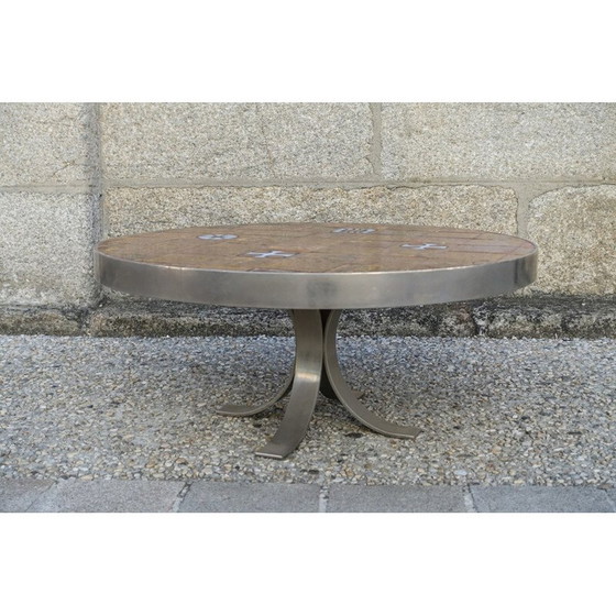Image 1 of Table basse vintage en métal et céramique, 1970