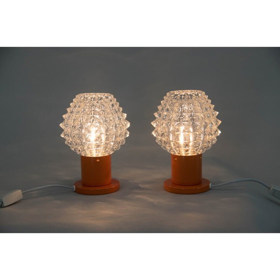 Image 1 of Paire de lampes de table orange vintage par Kamenicky Senov, 1970