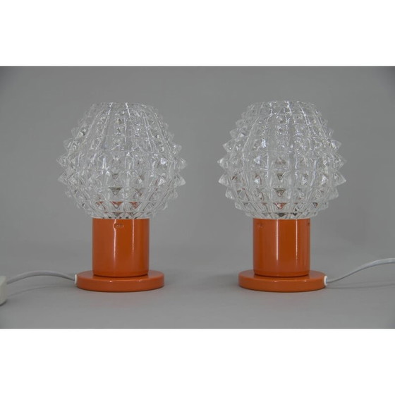 Image 1 of Paire de lampes de table orange vintage par Kamenicky Senov, 1970